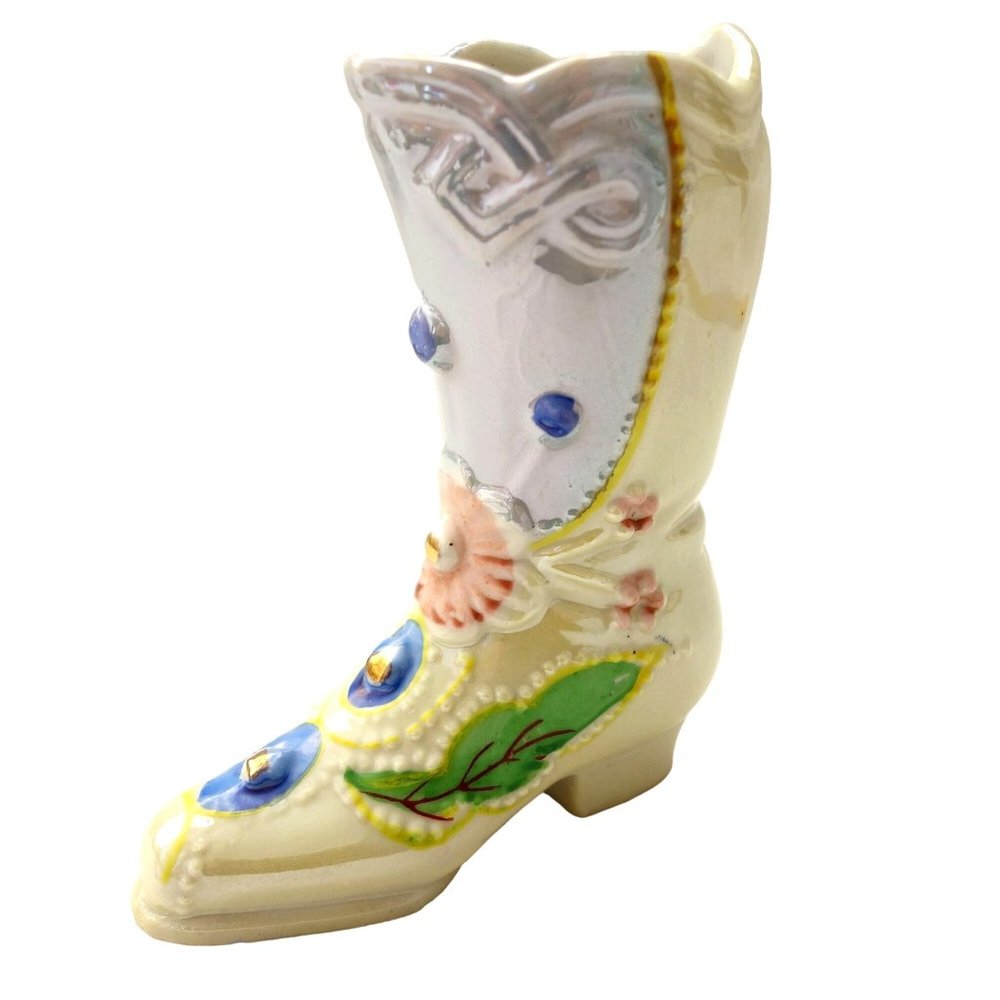 Vintage Japan Iridescent Lustre Porcelain Miniature‎ Boot